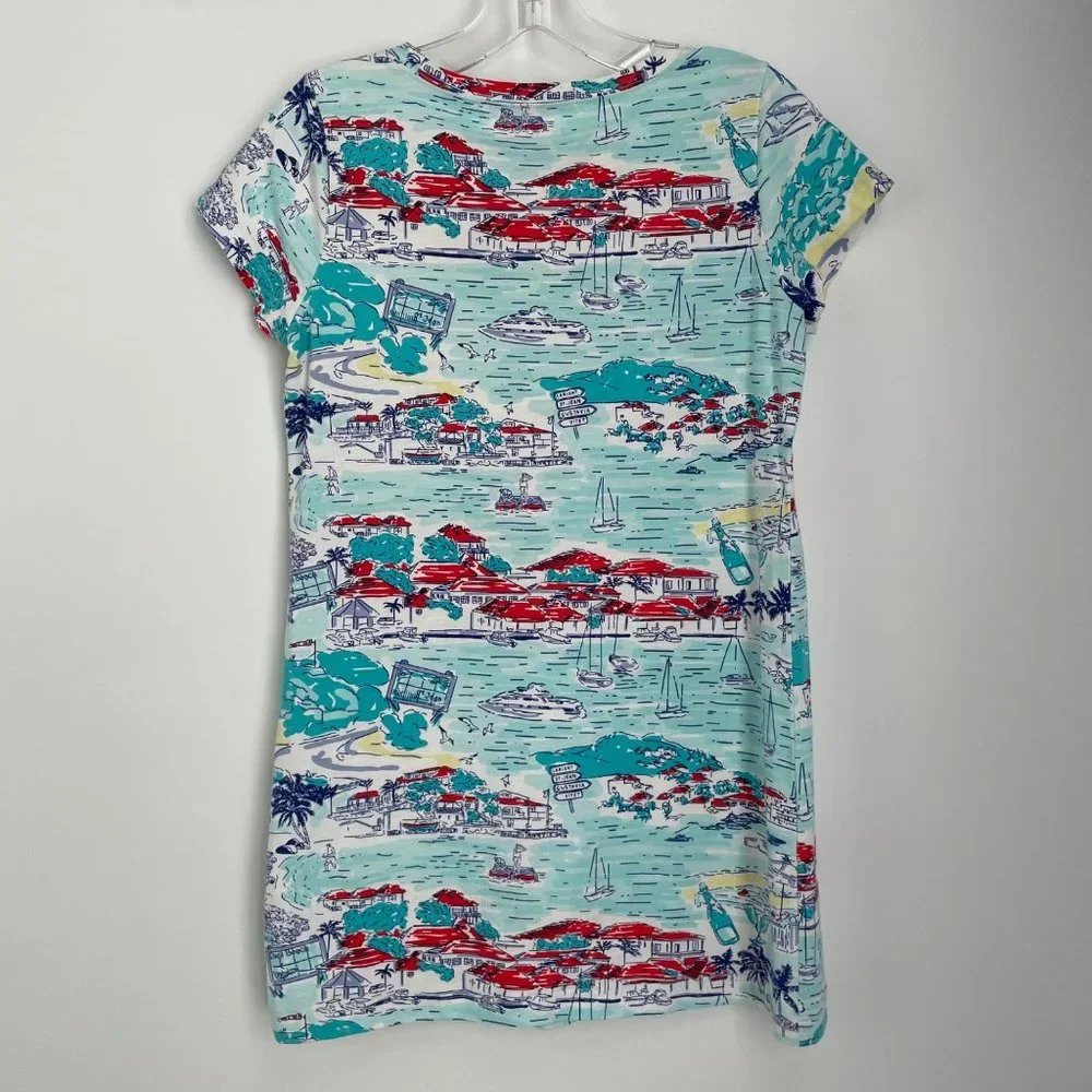 Vineyard Vines Blue Multi-Color Printed Short Sleeve T-Shirt Dress XX-Small XXS - Picture 6 of 6